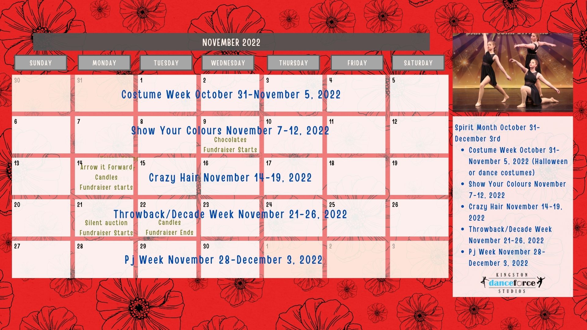 KDF At a glance calendar November 2022